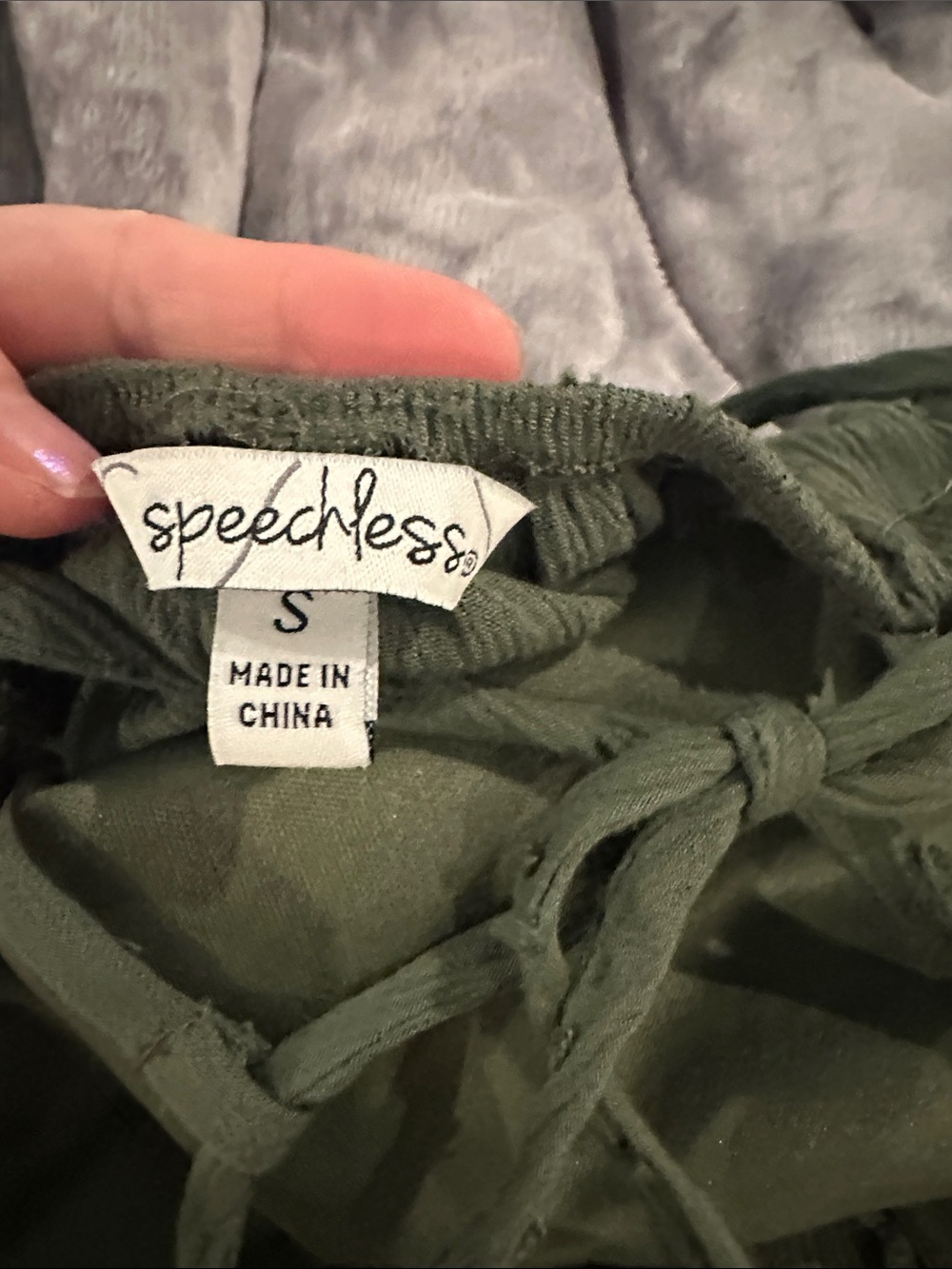 Speechless Olive Green Crochet-Top Spaghetti Strap Mini Dress - Picture 5 of 5